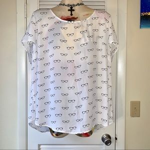 Torrid semi-sheer eyeglasses top open button back